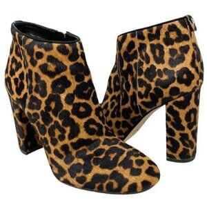 Sam Edelman Cambell Leopard Print Calf Hair Round Toe Ankle Boots - Size 8.5